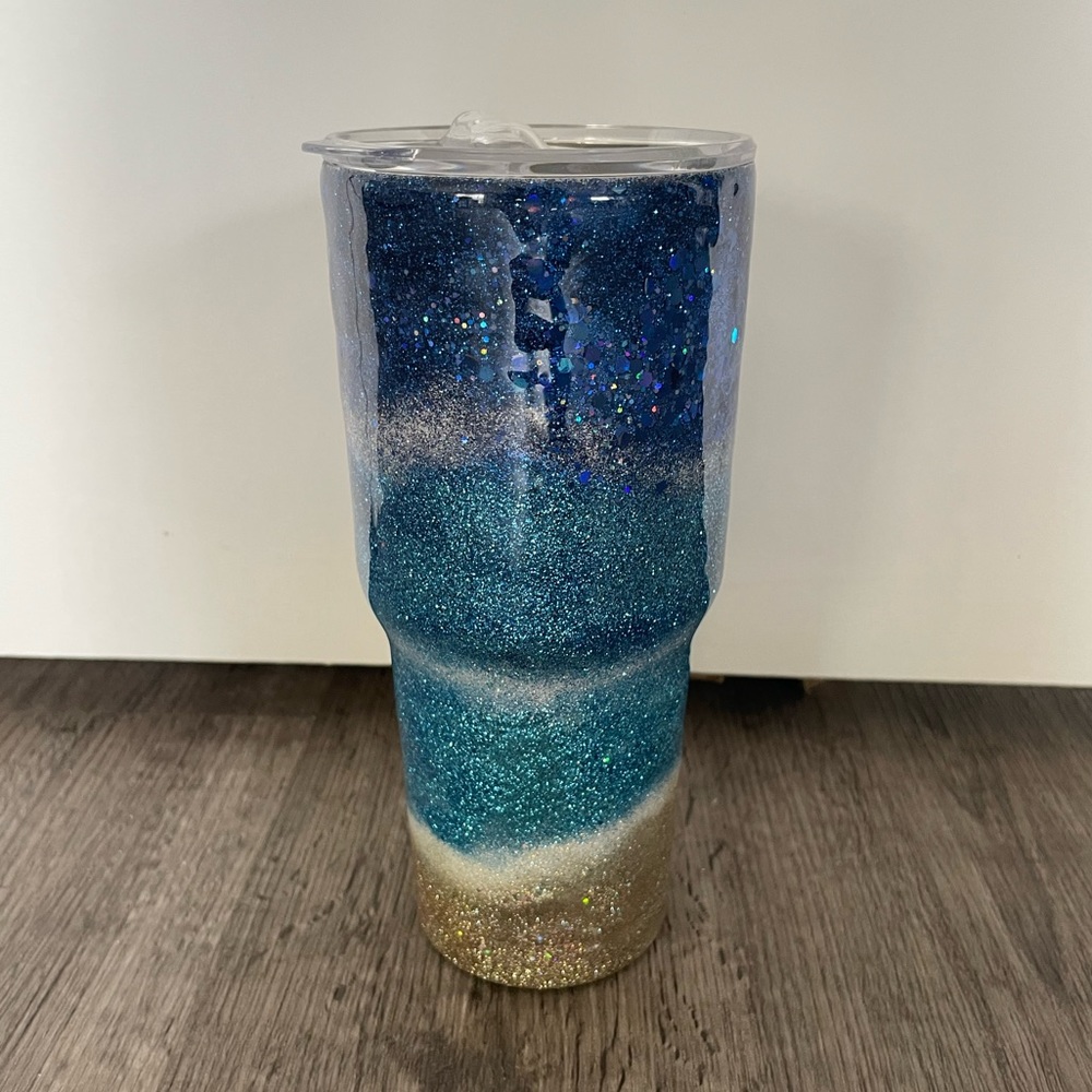 Hand crafted beach and ocean theme tumbler cup